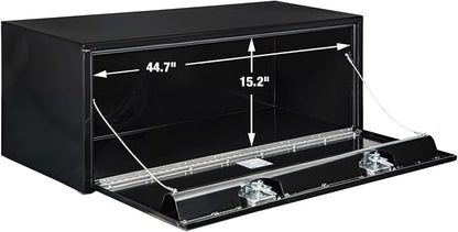 Buyers Products 1702310 Black Steel Underbody Truck Tool Box – 18 x 18 x 48 Inch - Truck Bed & Underbelly RV Storage Box, Locking T-Latch, Weather-Resistant, Heavy-Duty Flatbed Job Box, Made in USA