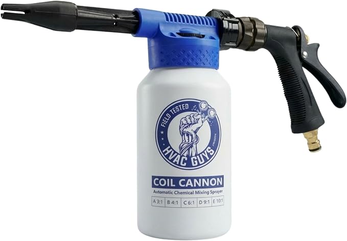 HVAC Guys Coil Cannon | AC Coil Cleaner Automatic Foaming Mixing Sprayer | Compatible with All Cleaners & Chemicals | 5 Dilution Ratios