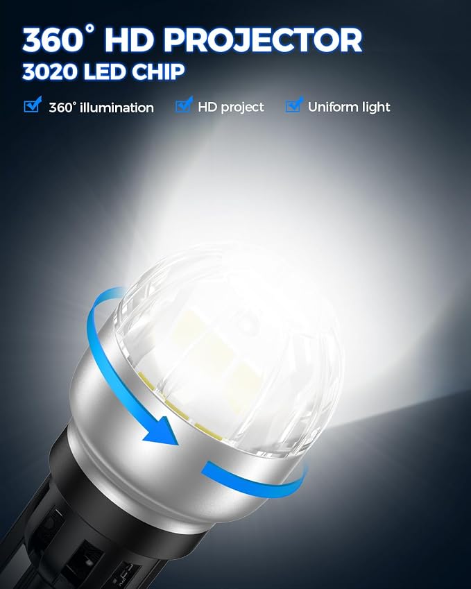 Marsauto 912 921 LED Bulbs for Backup Reverse Light, 300% Brighter T15 906 904 W16W T15 CANBUS Error Free Bulb with 3020SMD Chip, Non-polarity, 6000K Xenon White Fog Lights, Pack of 2