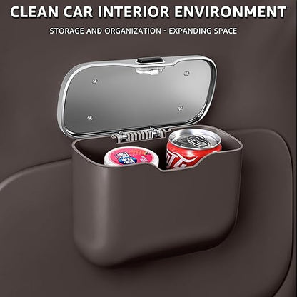 HOLDCY Car Trash Can, Waterproof Multi‑Functional Auto Trash Bin for Door/Console/Seat Back, Universal Vehicle Garbage Can for Car/Truck/SUV Drivers (Brown)