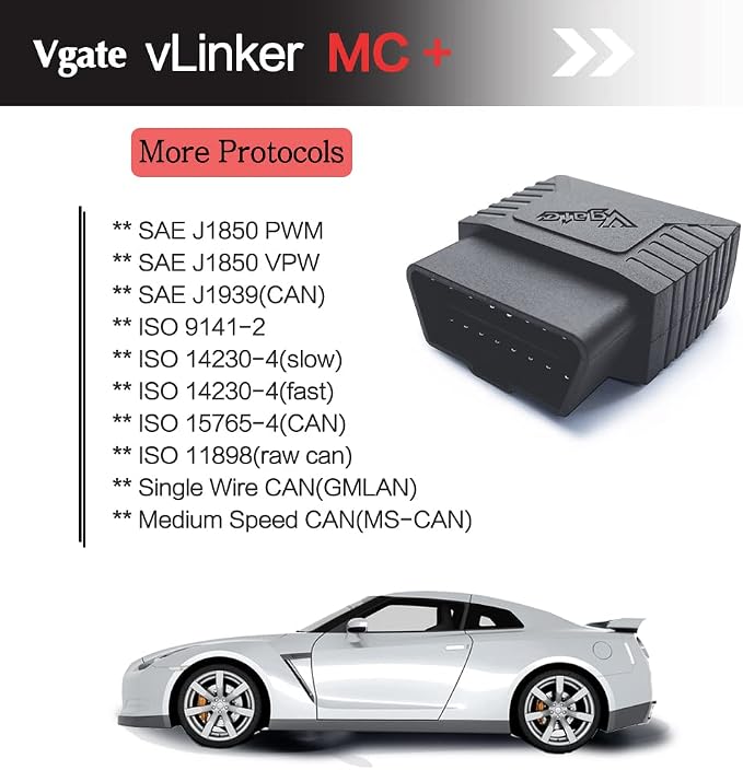 Vgate vLinker MC+ Bluetooth OBD2 Car Diagnostic Scan Tool for iOS, Android, Windows