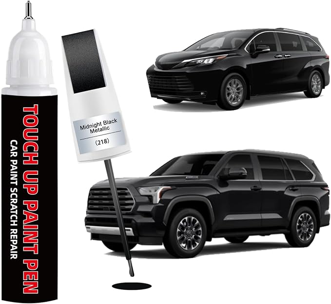 Midnight Black Metallic(218) Car Touch Up Paint for Toyota 2-in-1 Car Scratch Repair Pen with Fine Tip&Brush, DIY Color-Code Matched Auto Paint for Rock Chips Door Scratches Paint Nicks Bumper Marks