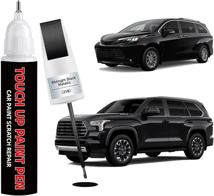 Midnight Black Metallic(218) Car Touch Up Paint for Toyota 2-in-1 Car Scratch Repair Pen with Fine Tip&Brush, DIY Color-Code Matched Auto Paint for Rock Chips Door Scratches Paint Nicks Bumper Marks