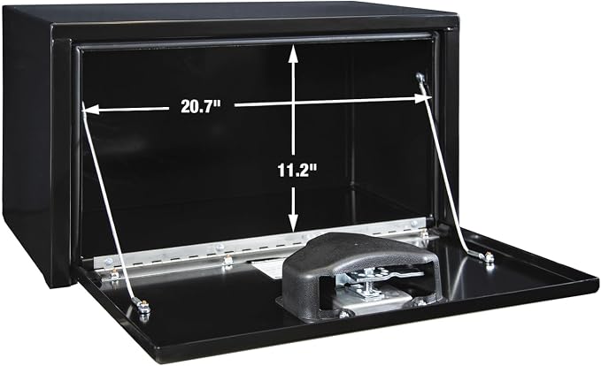Buyers Products 1703350 Black Steel Underbody Truck Tool Box – 14 x 12 x 24 Inch - Truck Bed & Underbelly RV Storage Box, Locking T-Latch, Weather-Resistant, Heavy-Duty Flatbed Job Box, Made in USA