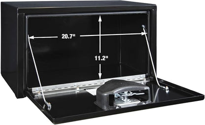 Buyers Products 1703350 Black Steel Underbody Truck Tool Box – 14 x 12 x 24 Inch - Truck Bed & Underbelly RV Storage Box, Locking T-Latch, Weather-Resistant, Heavy-Duty Flatbed Job Box, Made in USA