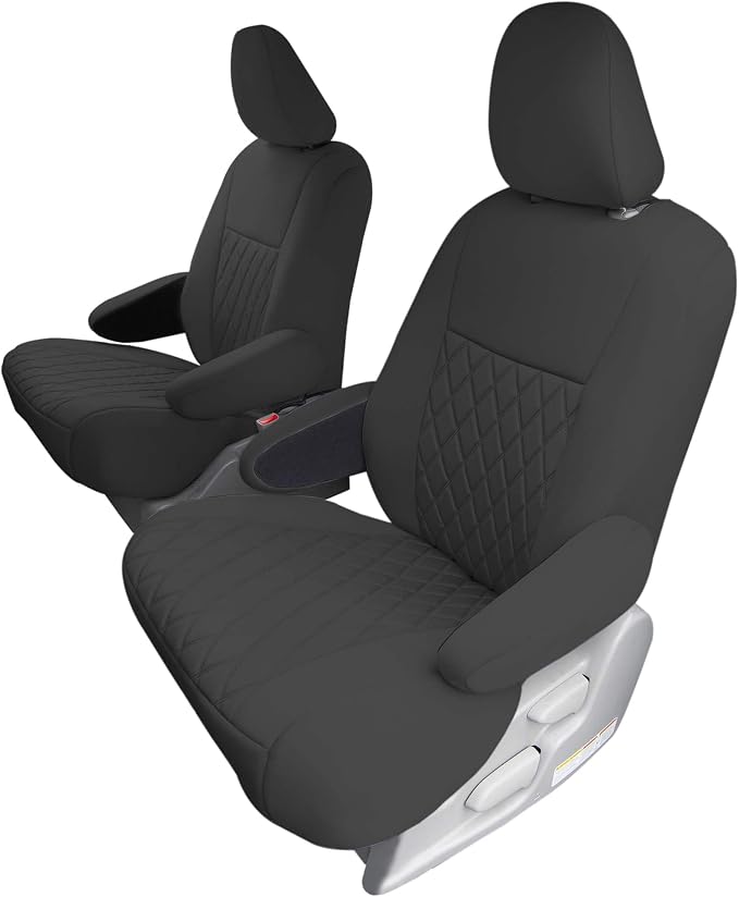 FH Group Custom Fit Car Seat Covers Specifically Made for 2011-2020 Toyota Sienna 7 Seater with Ultraflex Neoprene Water Resistant Automotive Seat Covers - 2nd Row Black