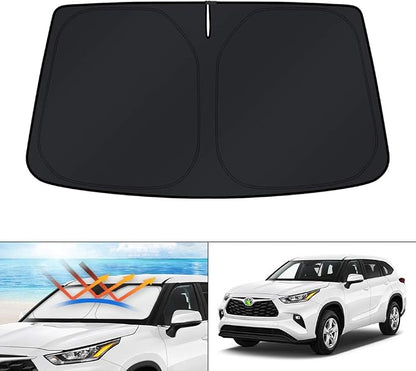 KUST Windshield Sun Shade for 2020-2024 2025 2026 Toyota Highlander Accessories Custom Fit Sunshade Sun Visor Protector Foldable Blocks UV Rays Keep Your Car Cooler