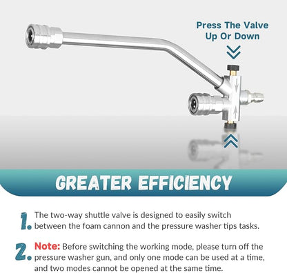 Dual Connector Pressure Washer Wand for Foam Cannon, Dual-Connector Lance with 5 Pressure Washer Nozzle Tips, 4000 PSI