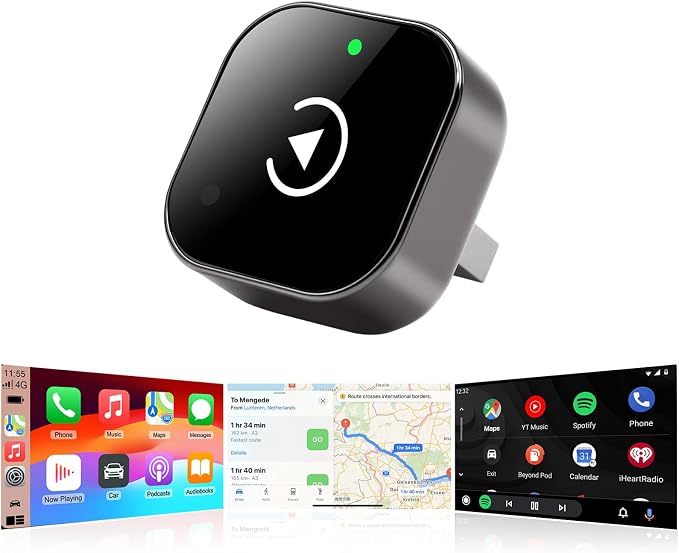 2026 Wireless Carplay and Android Auto Adapter, 2-in-1 Wired to Wireless Dongle for iPhone and Android, 5GHz WiFi Lag-Free, Plug and Play, USB-A and C for Family Shared Cars (Graphite)