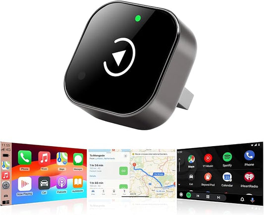 2026 Wireless Carplay and Android Auto Adapter, 2-in-1 Wired to Wireless Dongle for iPhone and Android, 5GHz WiFi Lag-Free, Plug and Play, USB-A and C for Family Shared Cars (Graphite)