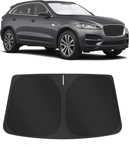 TINGLU Sun Shade for Jaguar F-Pace F Pace 2016-2025 2026 Accessories Windshield Sun Shade Window Shade UV Rays Protection Sun Visor Cover with Steering Wheel Sunshade Storage Bag
