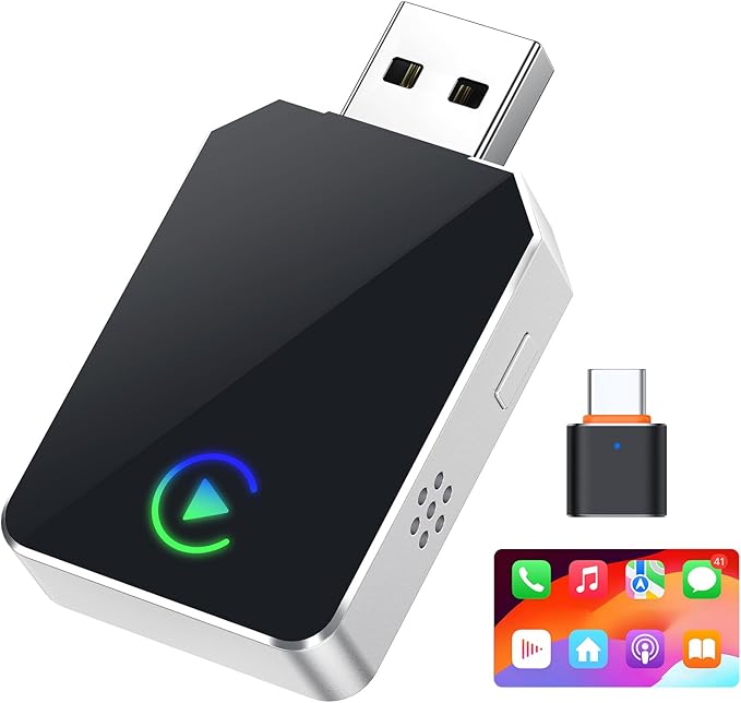 SPIRITIME Wireless CarPlay Adapter for iPhone, 2026 Upgraded 2-in-1 Android Auto CarPlay Wireless Adapter, Convert Wired to Wireless, Fast & Stable, Plug & Play (Silvery)