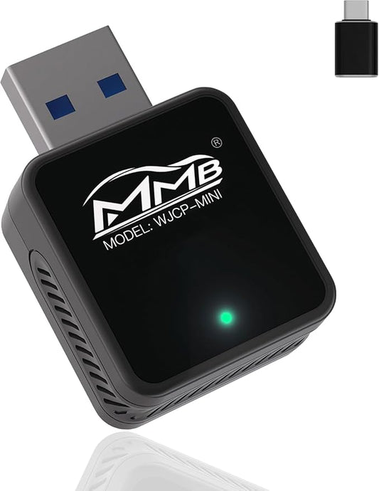MMB Wireless Carplay Adapter for Apple iPhone, 2026 Upgrade Plug & Play, MINI-Ultra, Fastest for Converts OEM Wired to Wireless Car Play Only for Car Model 2016+ and iOS 10 USB & Type-C