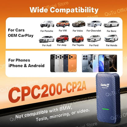 CarlinKit 4.0 Wireless CarPlay 2026 Apple - Wireless CarPlay Adapter for OEM Factory Wired CarPla y Cars 2 in 1. Plug & Play, Wired to Wireles s, Auto Connect, Online Upgrade, 5.8GHz Wi-Fi GPS