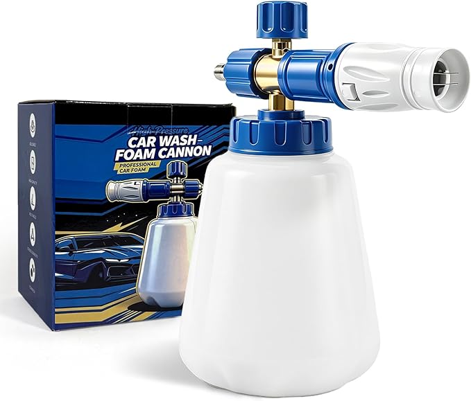ESP 1L Car Wash Foam Cannon, HDPE Bottle, Silicone Straw with Filter, Stable Foam Output, Stainless Steel Quick Connect for Car, Bike, Boat & Outdoor Cleaning