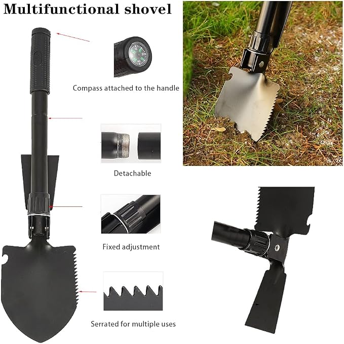 Emergency Roadside Kit for Car, Safety Kits for Cars With Jumper Cables | Premium Roadside Assistance Kit for Cars Headlamp Folding Shovel Safety Hammers Tow Rope Gifts for New Drivers Car Tool Kit