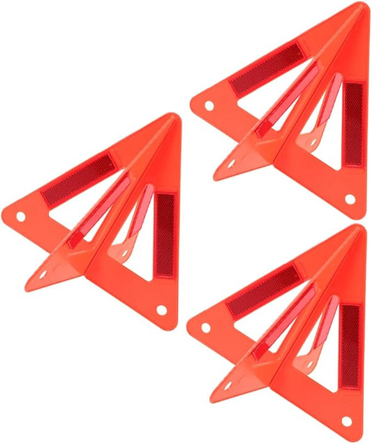 3pcs Foldable Emergency Safety Reflective Triangles for Vehicles High Visibility Roadside Warning Sign for Cars and Trucks Durable Design for Enhanced