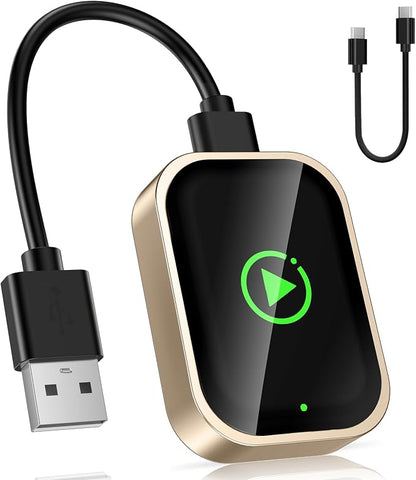Wireless Carplay Adapter for iPhone, Converts Wired CarPlay to Bluetooth Wireless, Mini Car Play Screen Dongle with USB A/C for Cars 2018+ with Built-in Wired Carplay, Auto-Connect, No Delay