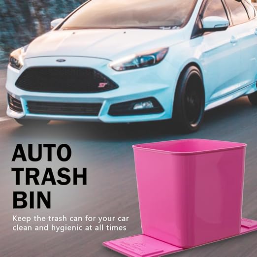 Car Trash Can 1.4 Gallon with Stability Flap & Magic Strips — No-Tip Leakproof Car Garbage Bin for Car Floor, Mats, Front or Back Seat, SUV, Truck, Van, Vehicle Interior Organizer (Pink)