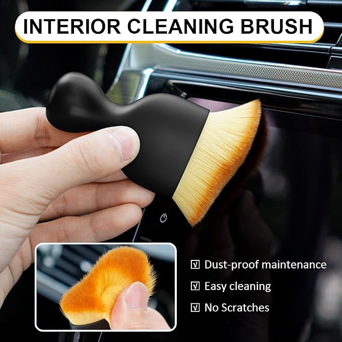 3 PCS Car Detailing Brush, Car Interior Cleaning Dust Brush, Soft Bristle Cleaning Tool Car Accessories for Dashboard, Air Vents, Computer, Keyboard (Black)