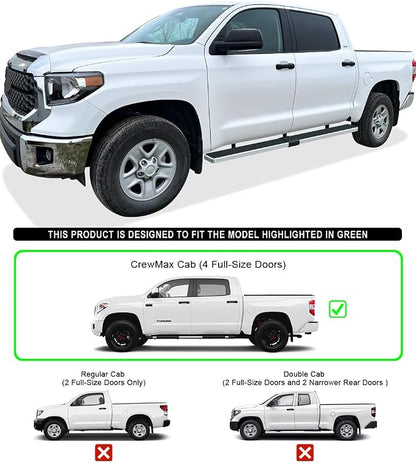 APS (304 Stainless Steel Polished Silver 6 inches) Running Boards Nerf Bars Side Steps Compatible with Toyota Tundra 2007-2021 CrewMax