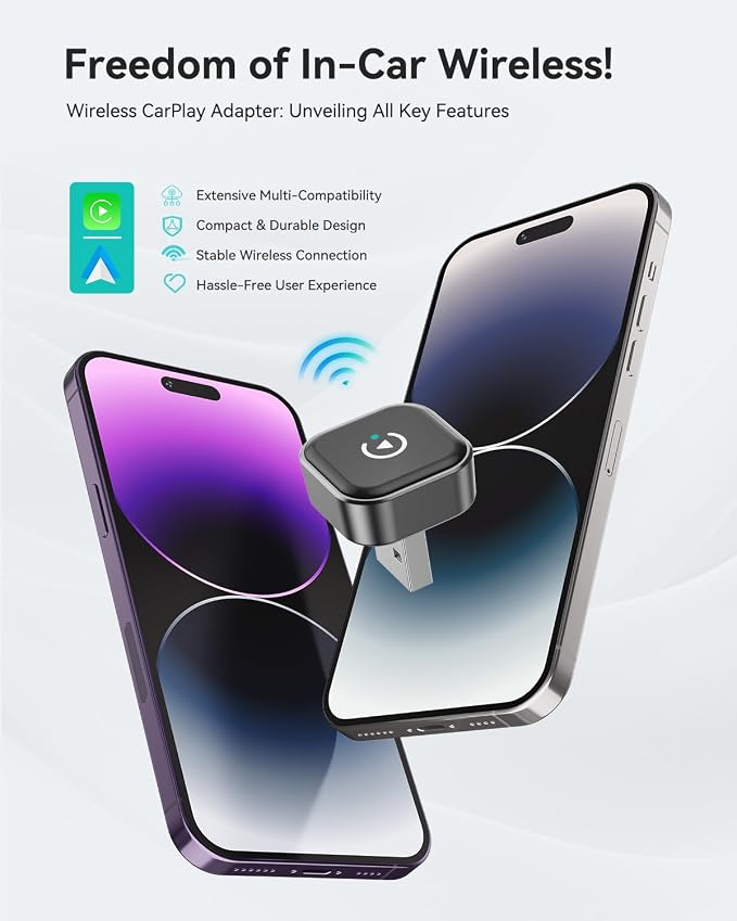 Spedal 2026 2-in-1 Wireless CarPlay & Android Auto Adapter, Ultra Mini Dongle Converts Wired to Wireless, WiFi 6 & Bluetooth 5.4, Plug & Play Stick for Cars with Factory Wired System, Low Latency