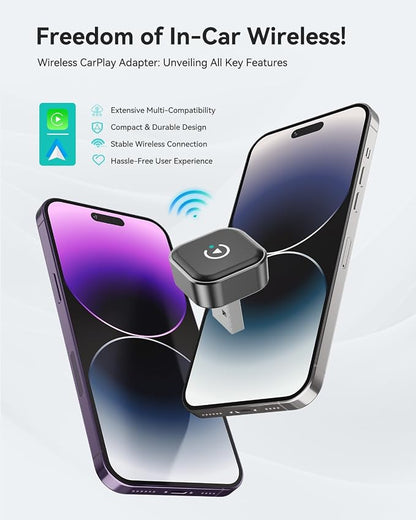 Spedal 2026 2-in-1 Wireless CarPlay & Android Auto Adapter, Ultra Mini Dongle Converts Wired to Wireless, WiFi 6 & Bluetooth 5.4, Plug & Play Stick for Cars with Factory Wired System, Low Latency
