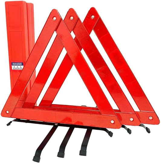 3Pack Emergency Roadside Safety Triangle with Reinforced Cross Base and Carrying Case Foldable