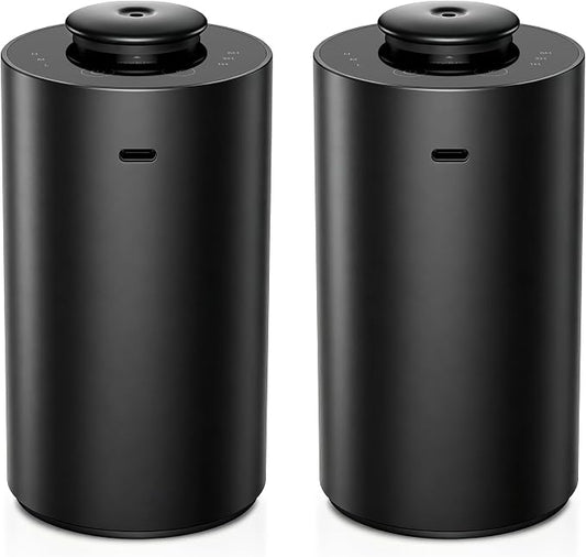 Waterless Essential Oil Diffuser for Home Aromatherapy Scent Diffusers with 3 Countdown Timer Settings or Timer-Off, 3 Mist Levels for Car Room Studio Office, ANX Premium Metal Black 2 Pack