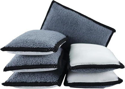 Car Interior Scrubbing Sponge, Microfiber Car Wax Applicator Scrubber Pad, Car Detailing Microfiber Interior Scrub Pad,Washing Sponges for Car, Boat, Wood, Marble and Motorcycle - 6pcs (gray)