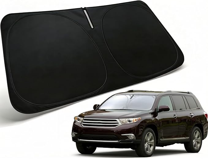 Windshield Sun Shade for 2008-2013 Toyota Highlander Accessories, Car Front Window Sun Visor & Heat Shield | 240T Sunshade Protection Blocks UV Rays Keep Your Car Cooler