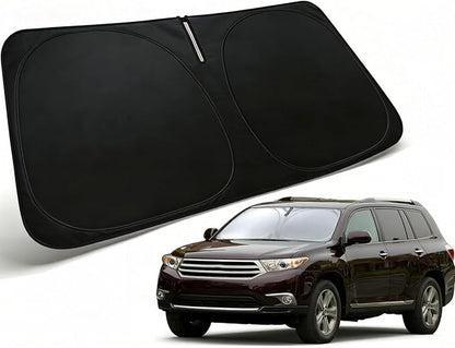 Windshield Sun Shade for 2008-2013 Toyota Highlander Accessories, Car Front Window Sun Visor & Heat Shield | 240T Sunshade Protection Blocks UV Rays Keep Your Car Cooler