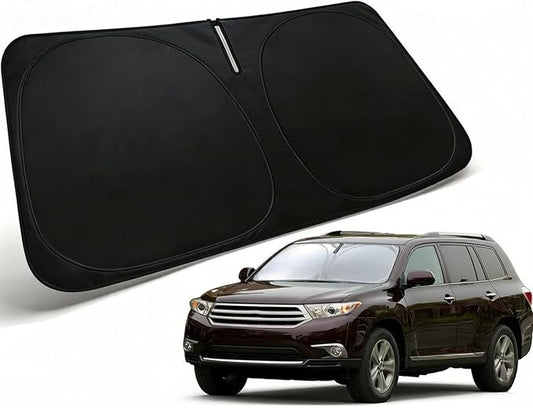 Windshield Sun Shade for 2008-2013 Toyota Highlander Accessories, Car Front Window Sun Visor & Heat Shield | 240T Sunshade Protection Blocks UV Rays Keep Your Car Cooler