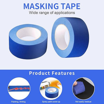Painters Tape 2 Inch Wide, 4 Rolls Blue Masking Tape, 2 Inches x 55 Yards x 4 Rolls, 220 Yards in Total