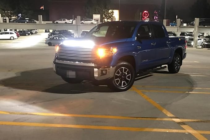 iJDMTOY Hood Scoop Mount 36-Inch LED Ultra Slim Light Bar Compatible with 2014-2021 Toyota Tundra, Includes (1) 108W High Power LED Lightbar, Hood Bulge Mounting Brackets & On/Off Switch Wiring Kit