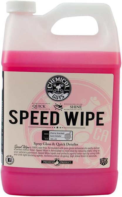 Chemical Guys Speed Wipe Quick Detailer - High Gloss, Streak-Free Shine, Detail Spray for Cars, Trucks, Motorcycles, RVs, and More, Safe on Paint, Glass, Wheels, and Trim, Cherry Scent, 128 fl oz