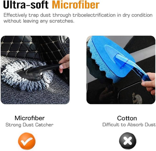MoKo 2 Pack Microfiber Car Dash Duster, Super Soft No-Scratch Interior Detail Brush for Dashboard, Air Vents & Center Console, Washable Reusable Cleaning Tool, Gray
