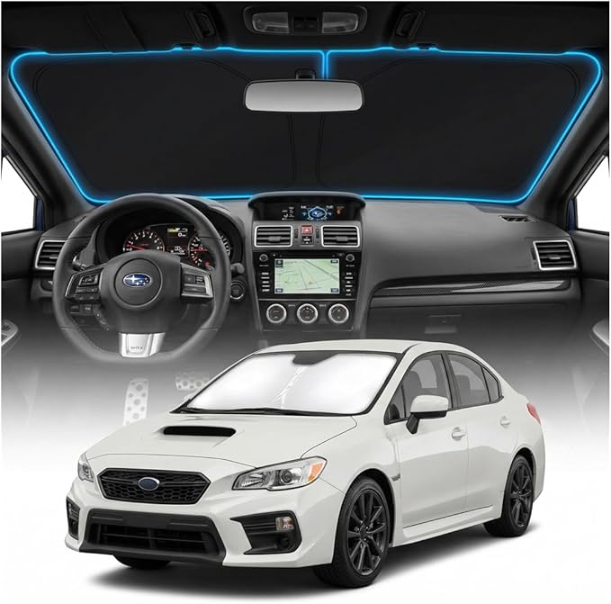 for Subaru WRX Sun Shade Windshield Cover - Custom Fit WRX Accessories 2015-2021 Sunshade Foldable UV Protection & Heat Shield Sun Visor Accessories