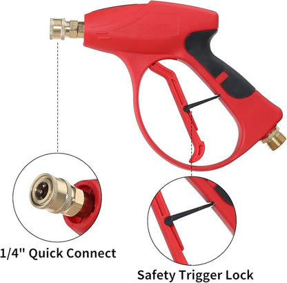 Sooprinse Short Pressure Washer Gun 3000 PSI, 7 Inch Replacement Extension Curved Wand, 5 Nozzle Tips, M22-14 Inlet