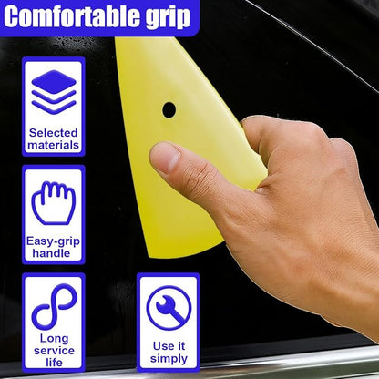 2PCS Triangle Squeegee Car Tint Squeegee, Go Corner Contour Vinyl Wrap Scraper, Fine-Edge Window Tint Tool for PPF Vinyl Wrap, Wallpaper, Decal Sticker Installation(Yellow)