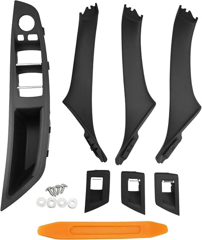 Door Handle Cover Kit for BMW 5 Series 520 523 525 528 530 535 F10/F11/F18 2010-2016, Driver & Passenger Side Window Switch Armrest Trim for Left-Hand Drive Models (Black)