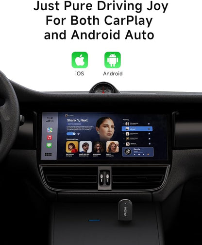 RAESHA Wireless CarPlay Adapter – Mini 2 in 1 Wireless CarPlay Adapter for Both Apple CarPlay and Android Auto – Easy Installation, Clutter-Free, and Seamless Control with Ultra-Fast Connection