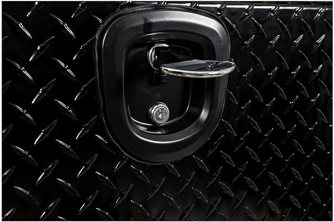 Buyers Products 1721565 Black Aluminum Diamond Tread Topsider Truck Box With Drop Door, 90x18x16 Inch, Weather Resistant, Locking Compression Latch, No Drill Install, Made in USA