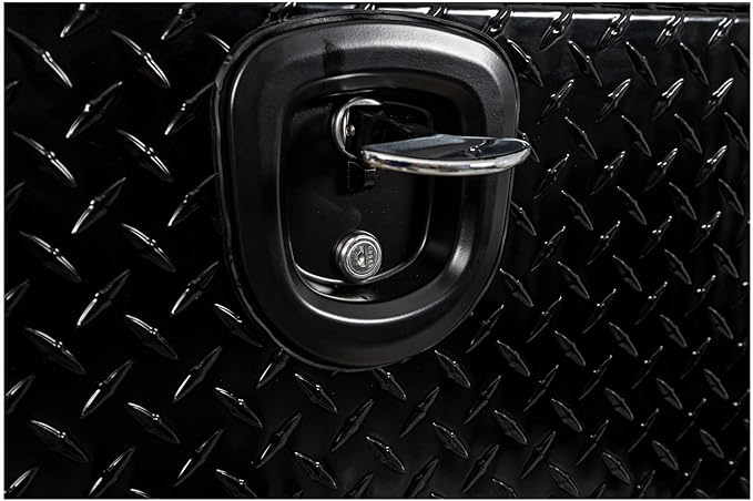 Buyers Products 1721551 Black Aluminum Diamond Tread Topsider Truck Box With Drop Door, 72 x 13 x 16 Inch, Made in The USA, Lockable Tool Chest, Durable Job Box For Storage & Organization