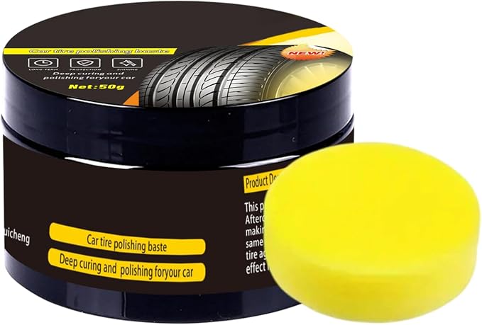 Polish Tire Wax | 50g Multi-functional Tire Cleaner With Sponge | Wheel Maintenance Paste Coating Refurbishment Cream For Marine RV Motorcycle Engine