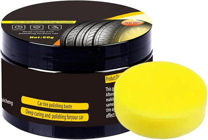 Polish Tire Wax | 50g Multi-functional Tire Cleaner With Sponge | Wheel Maintenance Paste Coating Refurbishment Cream For Marine RV Motorcycle Engine