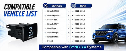 Wireless CarPlay Android Auto USB Hub for Ford Sync 3, Ice Blue | USB 3.1 Type-C, 30W PD Fast Charging，Wireless CarPlay and Android Auto USB Hub