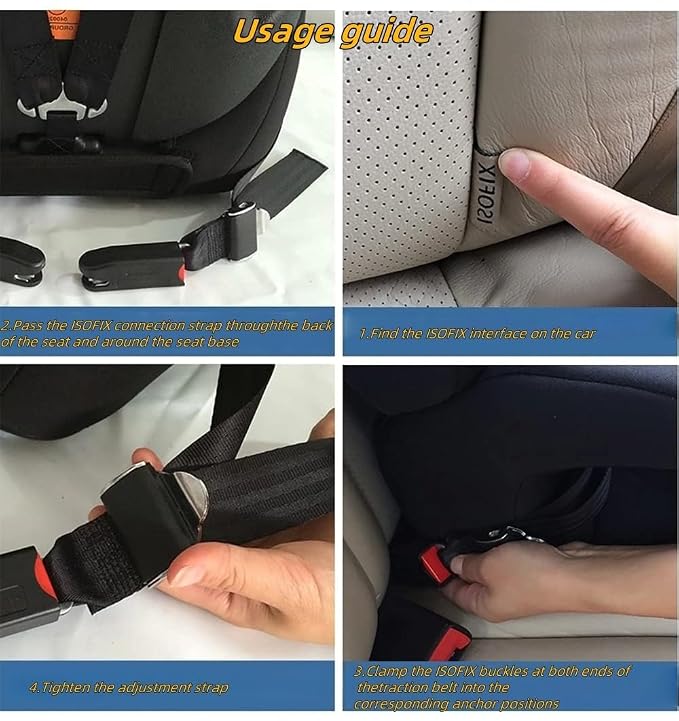 Strap Pads Compatible with 1 Pcs Universal ISOFIX Kids Seat Car Fixing Straps Covers with Latch Interface Accessory Cover Set (Black)