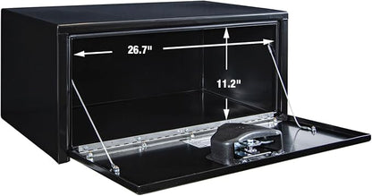 Buyers Products 1703303 Black Steel Underbody Truck Tool Box – 14 x 16 x 30 Inch - Truck Bed & Underbelly RV Storage Box, Locking T-Latch, Weather-Resistant, Heavy-Duty Flatbed Job Box, Made in USA