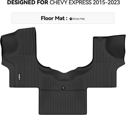 Floor Mats for Chevy Express 2015-2023, All Weather TPE Protector for Chevrolet Express Floor Liner Accessories